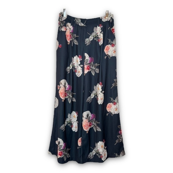 CAMEO Wide Leg Ankle Cropped Floral High Waist Pleated Oversized Palazzo Pants S - Picture 4 of 8